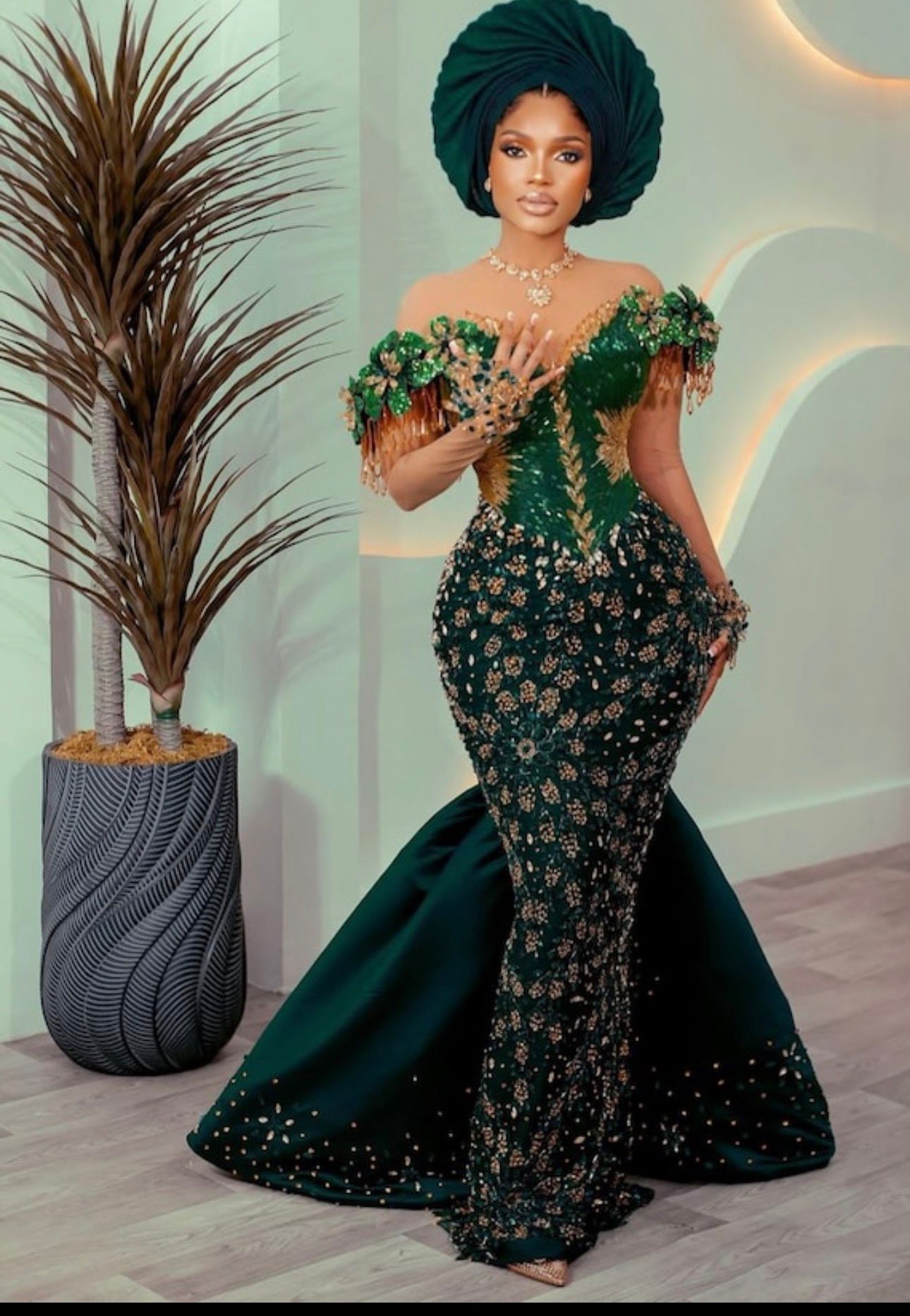 african bridal dress Asoire African Print Beaded Corset Bridal Dress