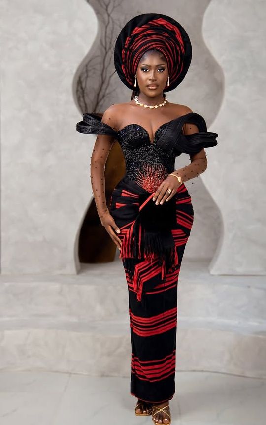 Asoire African Print Beaded Corset Bridal Dress