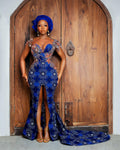 Asoire African Print Ankara Corset Bridal Dress - Blue