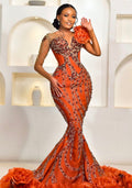 Asoire African Print Mermaid Bridal Dress - Orange