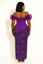 Asoire African Print Corset Bridal Dress - Purple