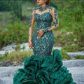 Asoire African Print Mermaid Bridal Dress - Green