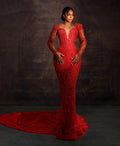 Asoire African Print Mermaid Bridal Dress - Red