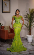 Asoire African Print Mermaid Bridal Dress - Green