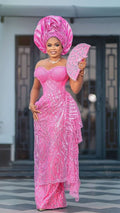 Asoire African Print Mermaid Bridal Dress - Pink