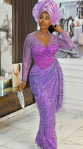 Asoire African Print Mermaid Bridal Dress - Purple