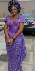 Asoire African Print Mermaid Bridal Dress - Purple