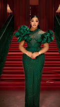 Asoire African Print Mermaid Bridal Dress - Green