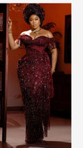Asoire African Print Mermaid Bridal Dress - Red