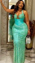 Asoire African Print Mermaid Bridal Dress -Green