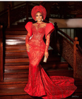 Asoire African Print Mermaid Bridal Dress - Red
