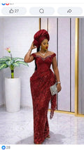 Asoire African Print Mermaid Bridal Dress - Red